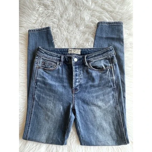 We the Free People Size 26 High Rise Skinny Jeans Button Fly - Picture 2 of 11